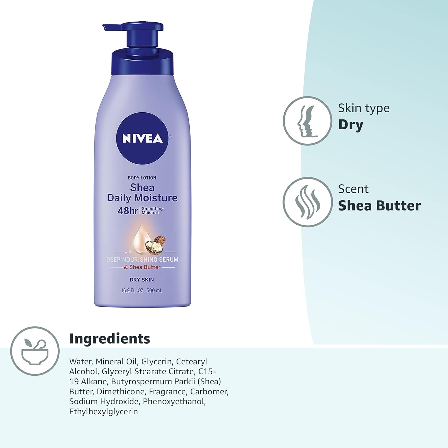 NIVEA Shea Nourish Body Lotion, 48-Hour Moisturizing Shea Butter Lotion for Dry Skin with Deep Nourishing Serum, 16.9 Fl Oz Pump Bottle-14