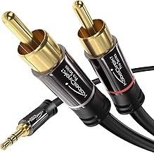 KabelDirekt – RCA to Jack 3.5 Adapter Cable – 3 ft – Versatile Plug-and-Play Audio Cable (Aux/3.5mm to 2X RCA for Connection to Smartphone, Tablet, Home Theater, soundbar, TV, Notebook, MP3)