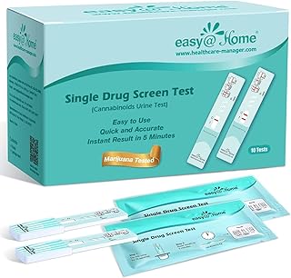 Easy@Home Single Drug Screen Test (Cannabinoids Urine Test) - THC Tests for Home Urine Drug Test Kit, THC Detox Testing Kits Cutoff Level 50ng/mL Individually Wrapped #EDTH-114 (10 Pack)