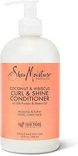 SheaMoisture Curl & Shine Conditioner Coconut & Hibiscus, for Thick, Curly Hair to Moisturize & Soften, 13 oz