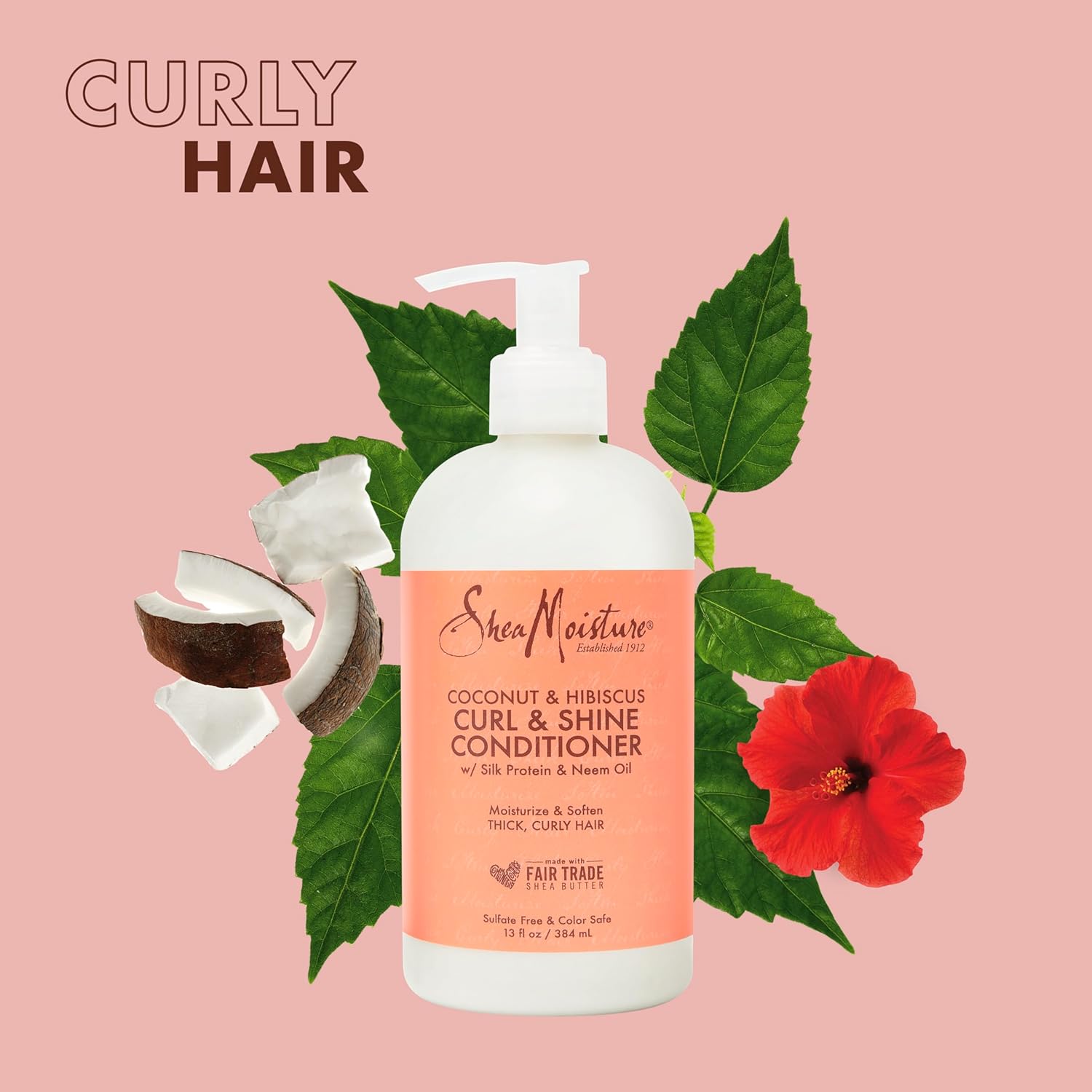 SheaMoisture Curl & Shine Conditioner Coconut & Hibiscus, for Thick, Curly Hair to Moisturize & Soften, 13 oz-2