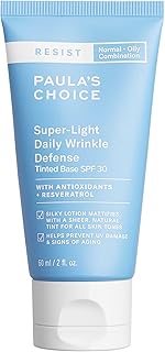 Paula's Choice RESIST Super-Light Daily Wrinkle Defense SPF 30 Matte Tinted Face Moisturizer, UVA & UVB Protection, Mineral Sunscreen for Oily Skin, Fragrance-Free & Paraben-Free