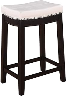 Linon Claridge Patches Counter Stool, 26-Inch, White