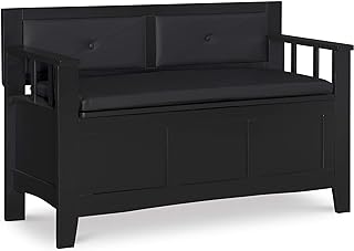 Linon Carlton Padded Bench, 44.5"W x 17"D x 30"H, Black