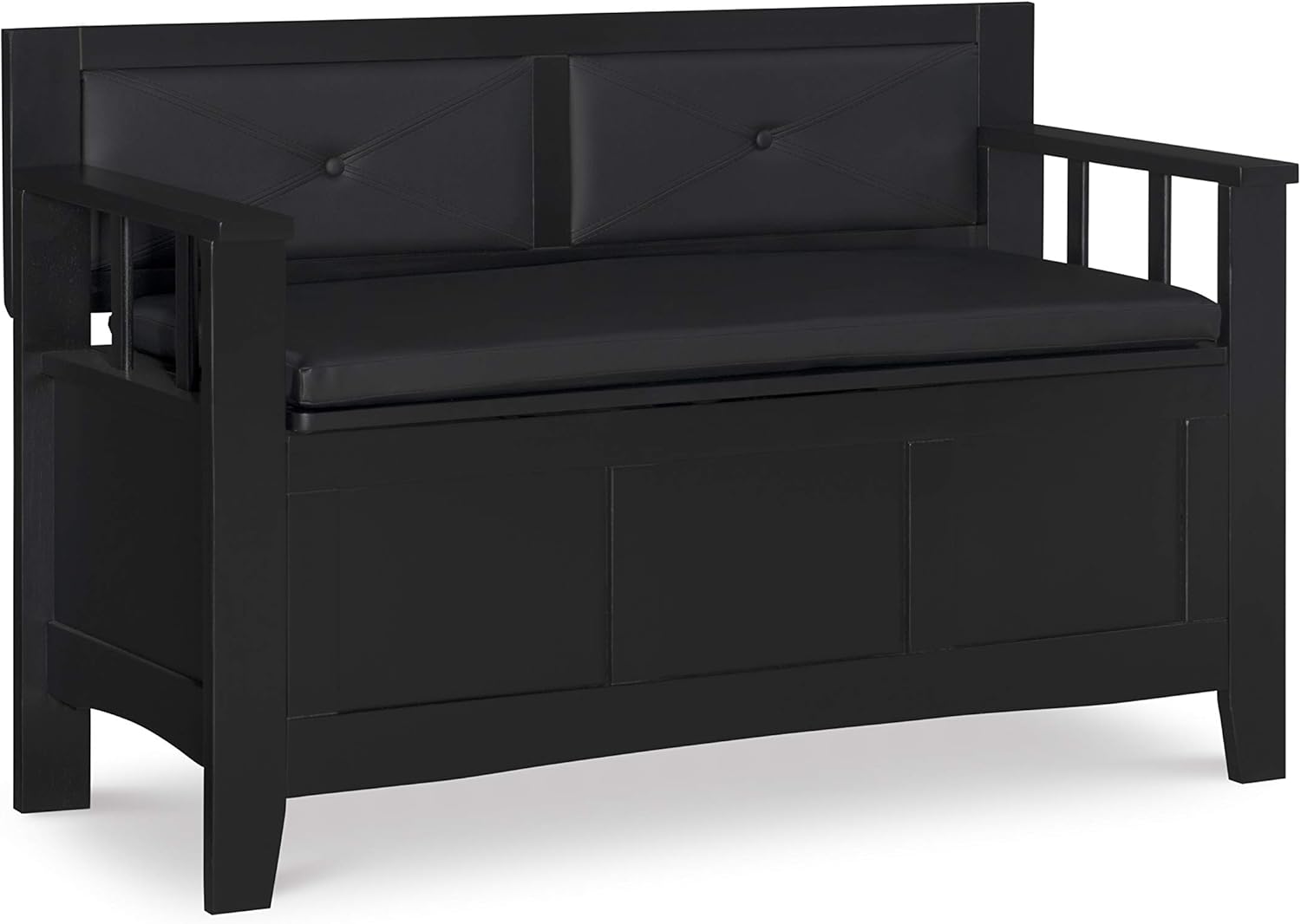 Linon Carlton Padded Bench, 44.5"W x 17"D x 30"H, Black-0