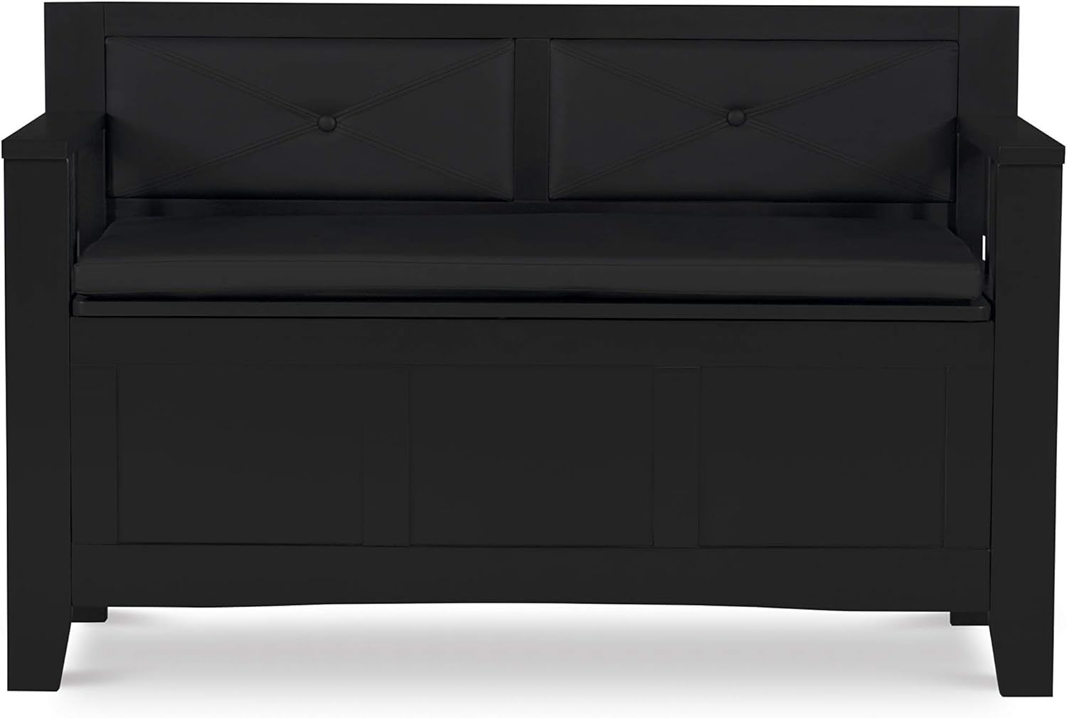 Linon Carlton Padded Bench, 44.5"W x 17"D x 30"H, Black-6