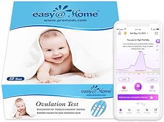 Easy@Home Ovulation Test Strips (50-Pack), FSA Eligible Ovulation Predictor Kit, Powered by Premom Ovulation Calculator iOS and Android APP, 50 LH Tests