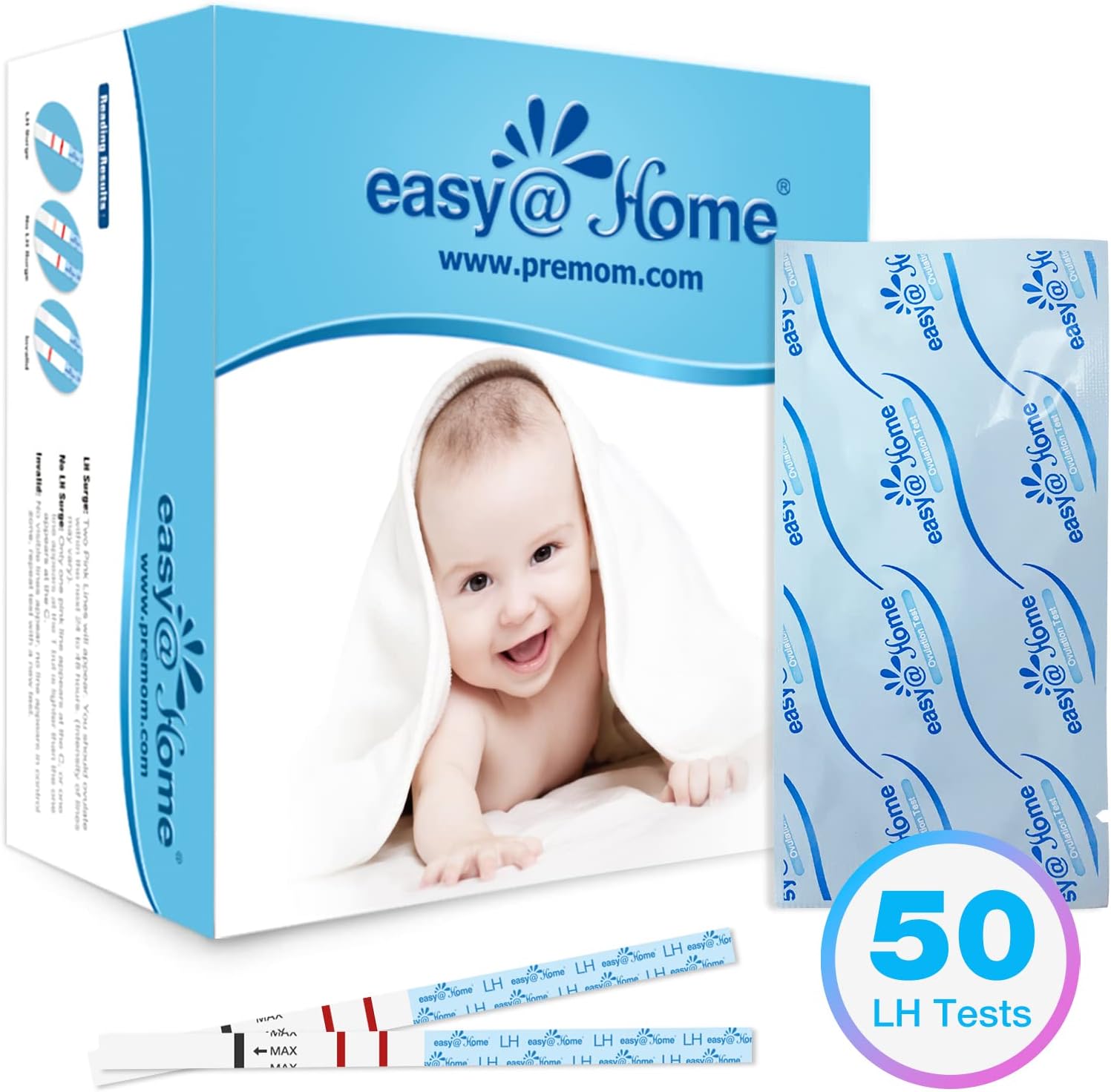 Easy@Home Ovulation Test Strips (50-Pack), FSA Eligible Ovulation Predictor Kit, Powered by Premom Ovulation Calculator iOS and Android APP, 50 LH Tests-4