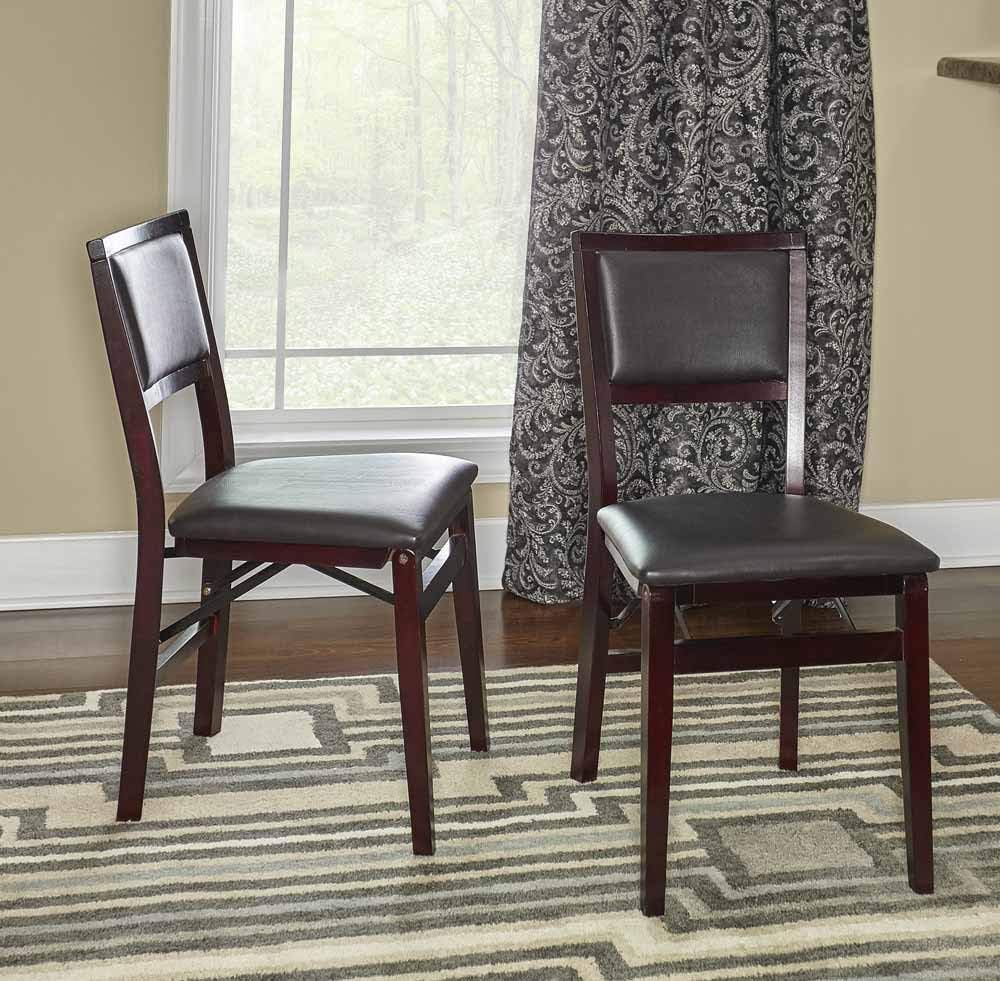 Linon Dining Espresso Chair | engineered wood | folding chair | set of 2 | Keira Pad-1