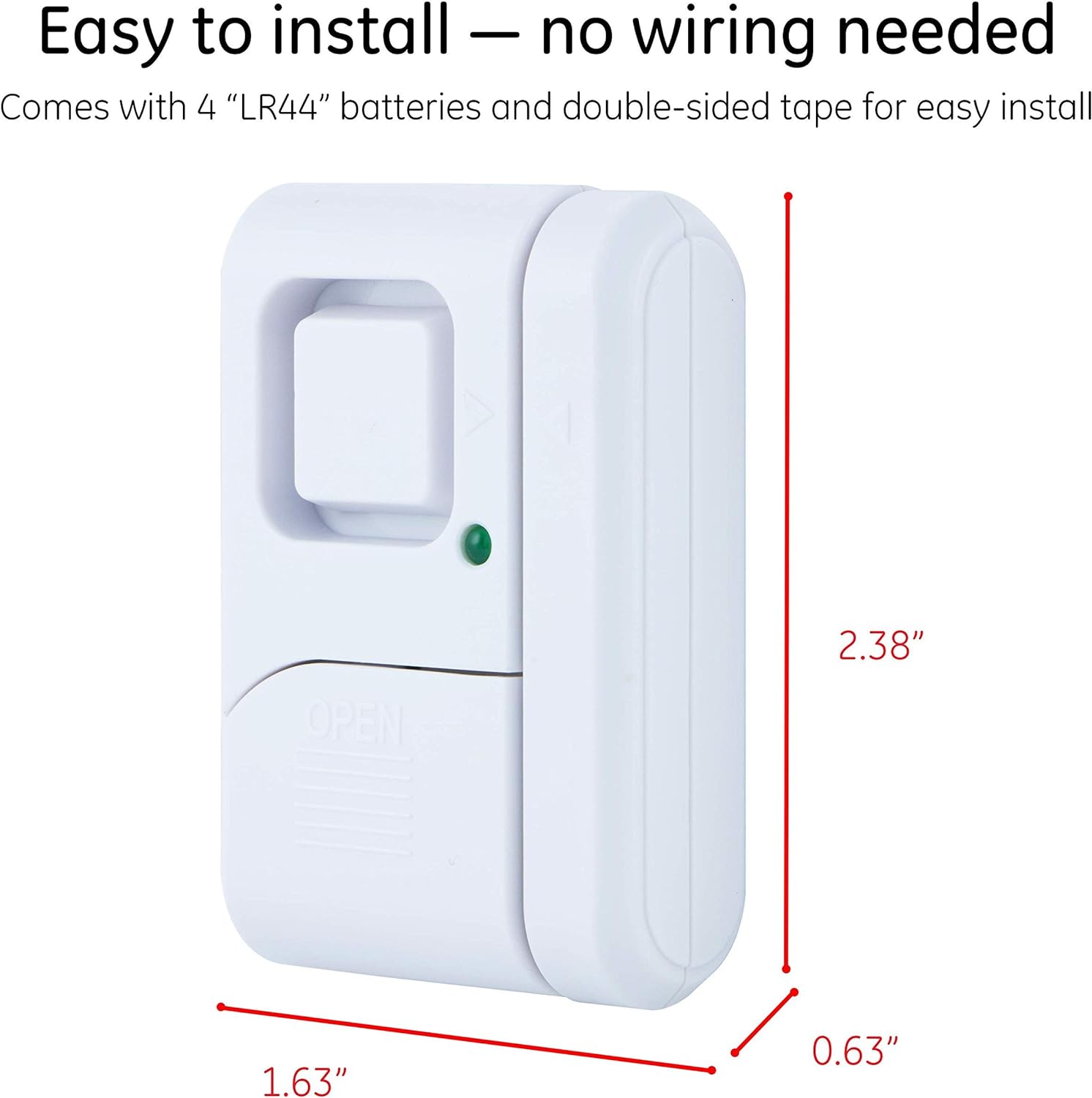 General Electric, 4 Pack, DIY Protection, Burglar Alert, Wireless, Chime, Easy Installation, Home, 45174 GE Personal Security Window and Door Alarm, White, 4-1