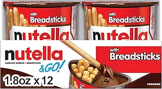 Nutella & GO! Bulk 12 Pack, Hazelnut and Cocoa Spread with Breadsticks, Snack Cups, 1.8 oz Each