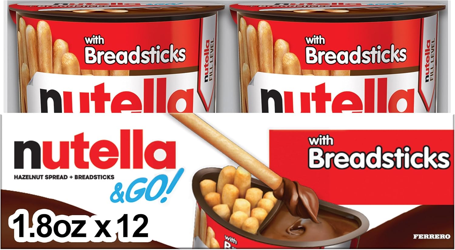 Nutella & GO! Bulk 12 Pack, Hazelnut and Cocoa Spread with Breadsticks, Snack Cups, 1.8 oz Each-0