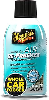 Meguiar's Whole Car Air Re-Fresher Odor Eliminator Mist - New Car Scent - Revitalize Your Car This Holiday Season and Permanently Remove Lingering Odors, 2 Oz Aerosol