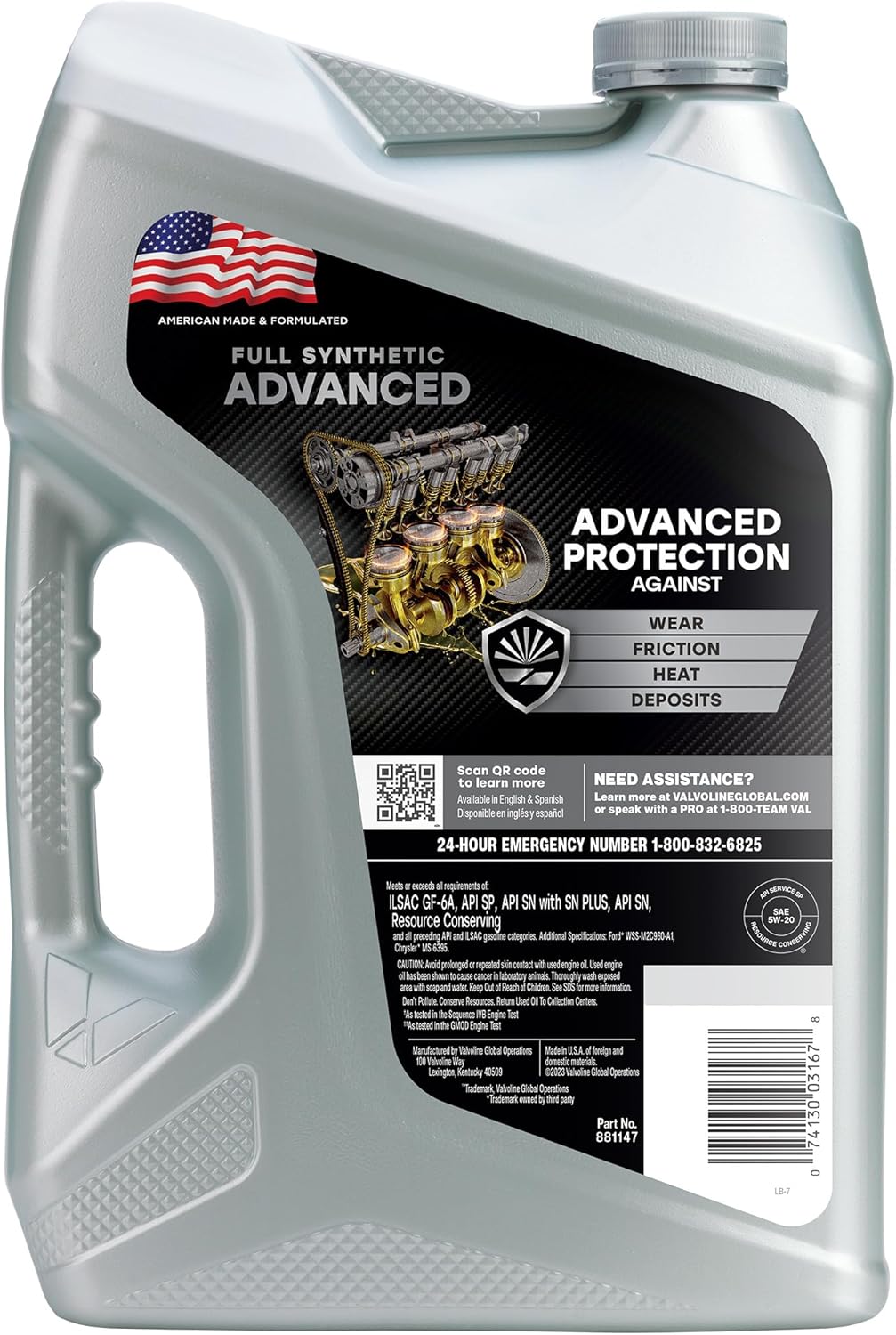 Valvoline Advanced Full Synthetic SAE 5W-20 Motor Oil 5 QT-1