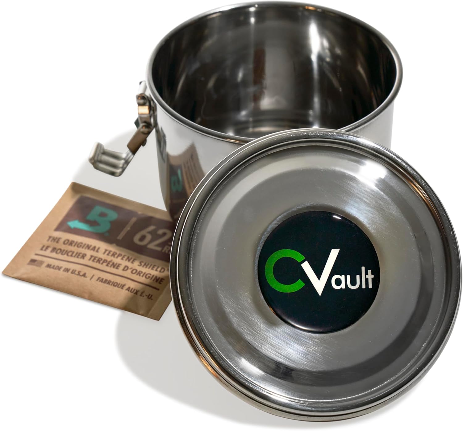 CVault by Boveda | 1 oz Storage Container | Smell-Proof, Air Tight & Light Resistant | Food Grade Stainless Steel | Includes 62% RH 8-gram Boveda Pack-1