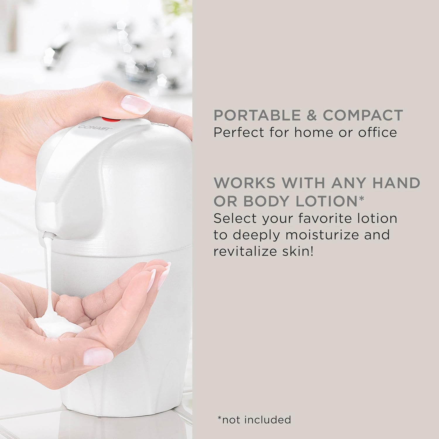 True Glow by Conair Lotion Warmer - Heated Lotion Dispenser for Body and Hand Lotion - White-1