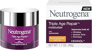 Neutrogena Triple Age Repair Anti-Aging Daily Facial Moisturizer with SPF 25 Sunscreen & Vitamin C, Firming Anti-Wrinkle Face & Neck Cream for Dark Spots, Glycerin & Shea Butter, 1.7 oz