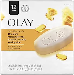 Olay Moisture Outlast Ultra Moisture Shea Butter Beauty Bar with Vitamin B3 Complex, 3.17 oz, (Pack of 12)