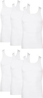 Hanes Men's Cotton Tank Undershirts Pack, Moisture-Wicking Ribbed Tanks, Lightweight Cotton Tank Undershirts, 6-Pack