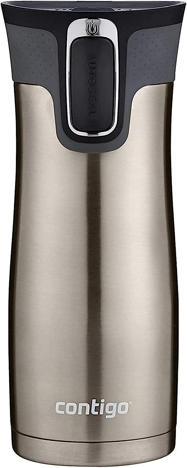 Contigo West Loop Stainless Steel Travel Mug with AUTOSEAL Lid, 16oz., Stainless Steel/Black-0