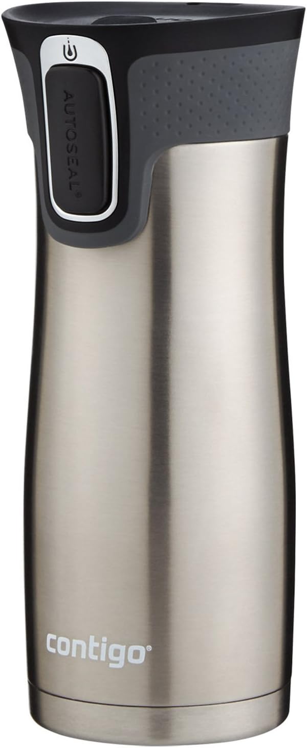 Contigo West Loop Stainless Steel Travel Mug with AUTOSEAL Lid, 16oz., Stainless Steel/Black-1