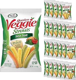 Sensible Portions Veggie Straws, Sea Salt Flavor, Gluten-Free Chips, Individual Snacks, 1 Ounce Bag, 24-Pack