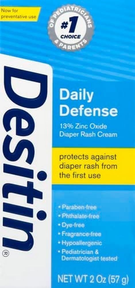 Desitin Daily Defense Baby Diaper Rash Cream with 13% Zinc Oxide Barrier Cream to Treat, Relieve & Prevent diaper rash, Hypoallergenic, Dye-, Phthalate- & Paraben-Free, Travel Size, 2 oz-0