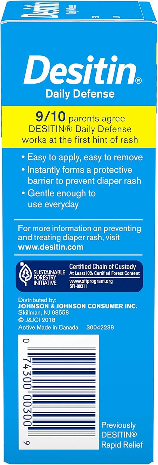 Desitin Daily Defense Baby Diaper Rash Cream with 13% Zinc Oxide Barrier Cream to Treat, Relieve & Prevent diaper rash, Hypoallergenic, Dye-, Phthalate- & Paraben-Free, Travel Size, 2 oz-13