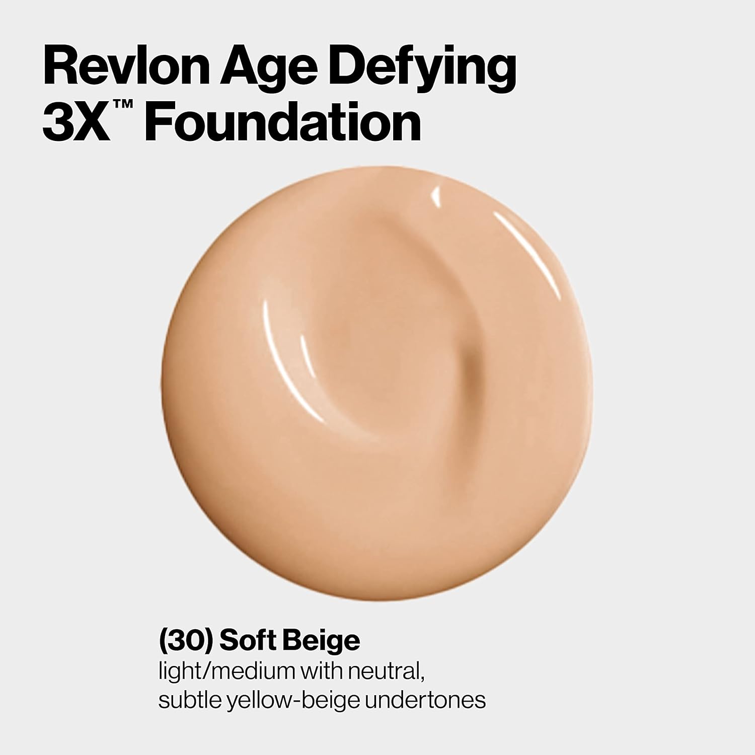 Revlon Liquid Foundation, Age Defying 3XFace Makeup, Anti-Aging and Firming Formula, SPF 30, Longwear Medium Buildable Coverage with Natural Finish, 030 Soft Beige, 1 Fl Oz-2