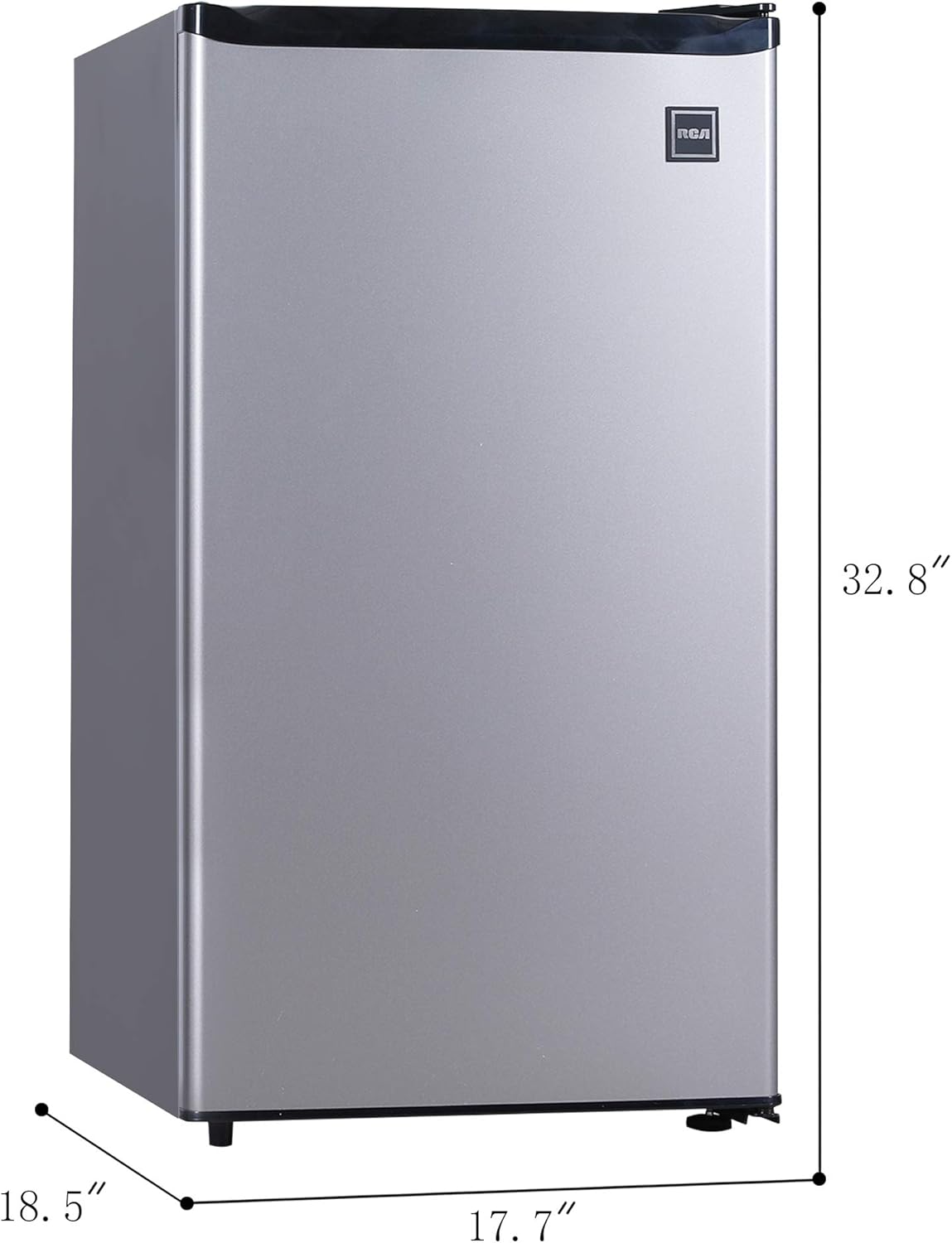 RCA RFR322 Mini Refrigerator, Compact Freezer Compartment, Adjustable Thermostat Control, Reversible Door, Ideal Fridge for Dorm, Office, Apartment, Platinum Stainless, 3.2 Cubic Feet-4