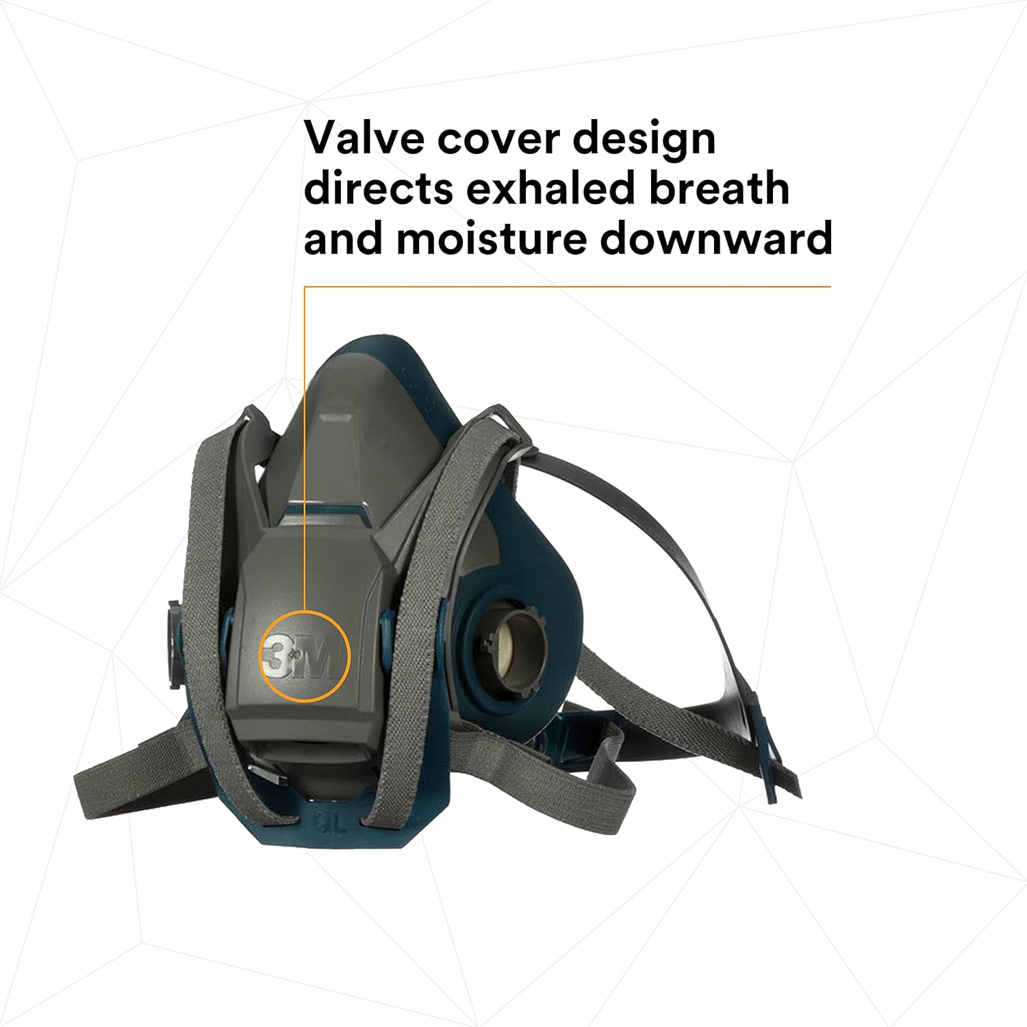 3M Rugged Comfort Quick Latch Half Facepiece Reusable Respirator 6503QL, NIOSH, Cool Flow Exhalation Valve, Bayonet Connection, Silicone Face Seal, for Gases, Vapors, Dust, Maintenance, Construction,L-3