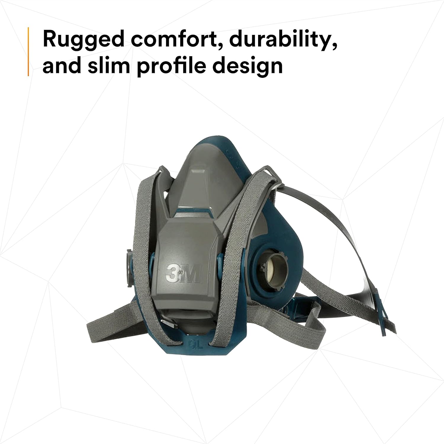 3M Rugged Comfort Quick Latch Half Facepiece Reusable Respirator 6503QL, NIOSH, Cool Flow Exhalation Valve, Bayonet Connection, Silicone Face Seal, for Gases, Vapors, Dust, Maintenance, Construction,L-5