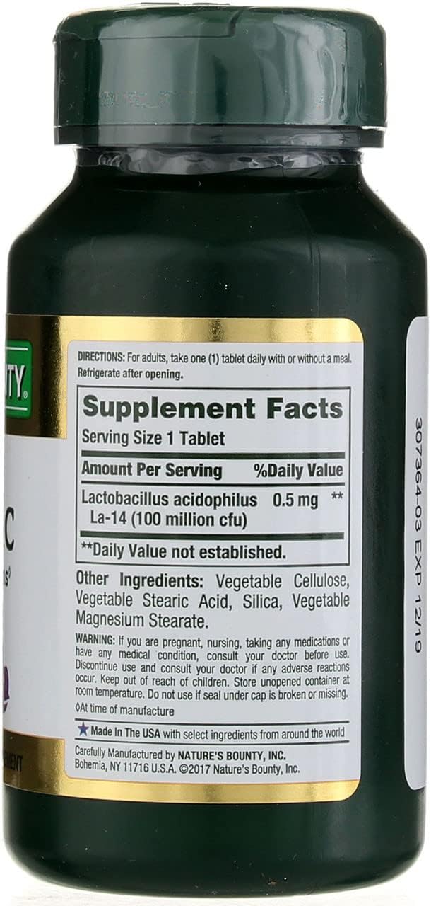 Nature's Bounty Probiotic Acidophilus Tablets, 120 ea (Pack of 5)-2