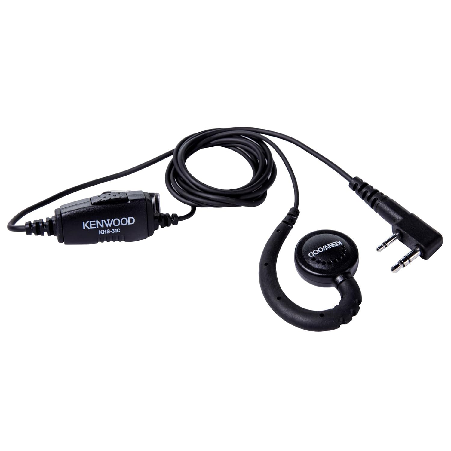 Kenwood KHS-31C C-Ring Earbud Hanger with PTT and Clip Microphone | Compatible with Kenwood Radios Only-0