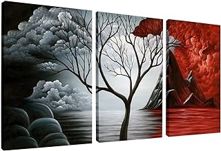 Wieco Art The Cloud Tree 3 Panels Modern Canvas Wall Art Prints Artwork Abstract Seascape Paintings Reproduction Sea Beach Pictures on Canvas for Home Decorations Wall Decor