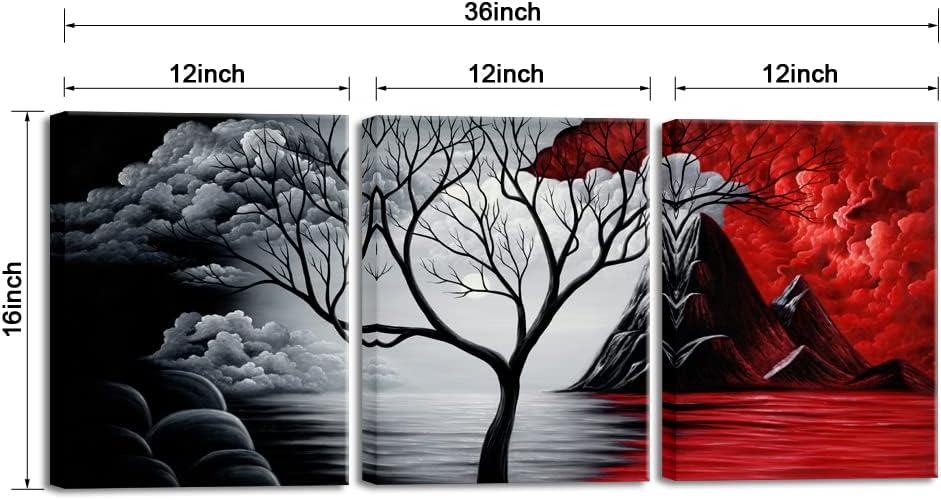 Wieco Art The Cloud Tree 3 Panels Modern Canvas Wall Art Prints Artwork Abstract Seascape Paintings Reproduction Sea Beach Pictures on Canvas for Home Decorations Wall Decor-1