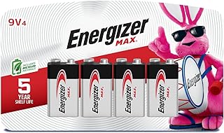 Energizer MAX 9V Batteries (4 Pack), 9 Volt Alkaline Batteries