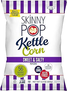 SkinnyPop Popped Sweet & Salty Kettle Popcorn, Gluten Free, Vegan Popcorn, Non-GMO, Healthy Popcorn Snacks, Skinny Pop, 5.3oz Grocery Sized Bag