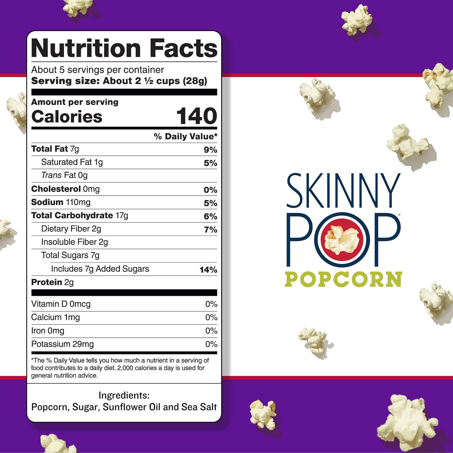 SkinnyPop Popped Sweet & Salty Kettle Popcorn, Gluten Free, Vegan Popcorn, Non-GMO, Healthy Popcorn Snacks, Skinny Pop, 5.3oz Grocery Sized Bag-2