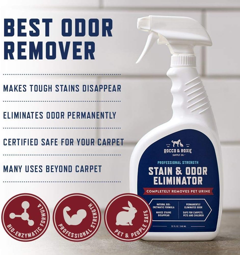 Rocco & Roxie Supply Co. Stain & Odor Eliminator for Strong Odor - Enzyme Pet Odor Eliminator for Home - Carpet Stain Remover for Cats & Dog Pee - Enzymatic Cat Urine Destroyer - Carpet Cleaner Spray-2