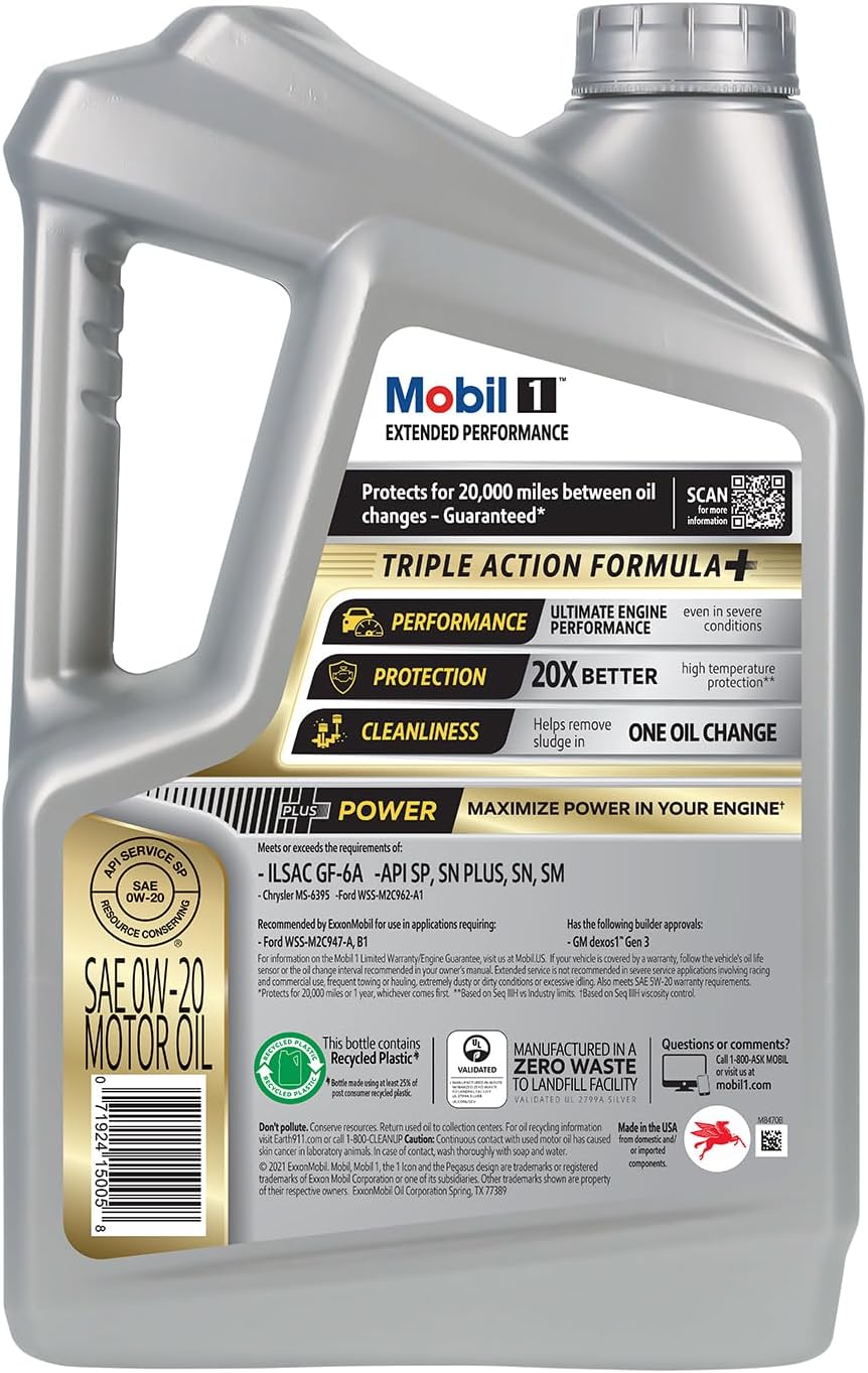 Mobil 1 Extended Performance Full Synthetic Motor Oil 0W-20, 5 Quart-2