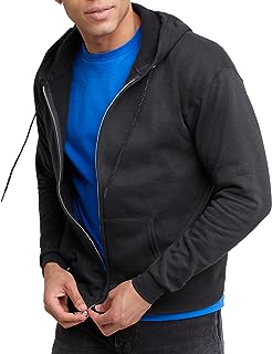 Hanes Men's Zip-Up Hoodie, EcoSmart Fleece Full-Zip Hoodie for Men, Hooded Sweatshirt