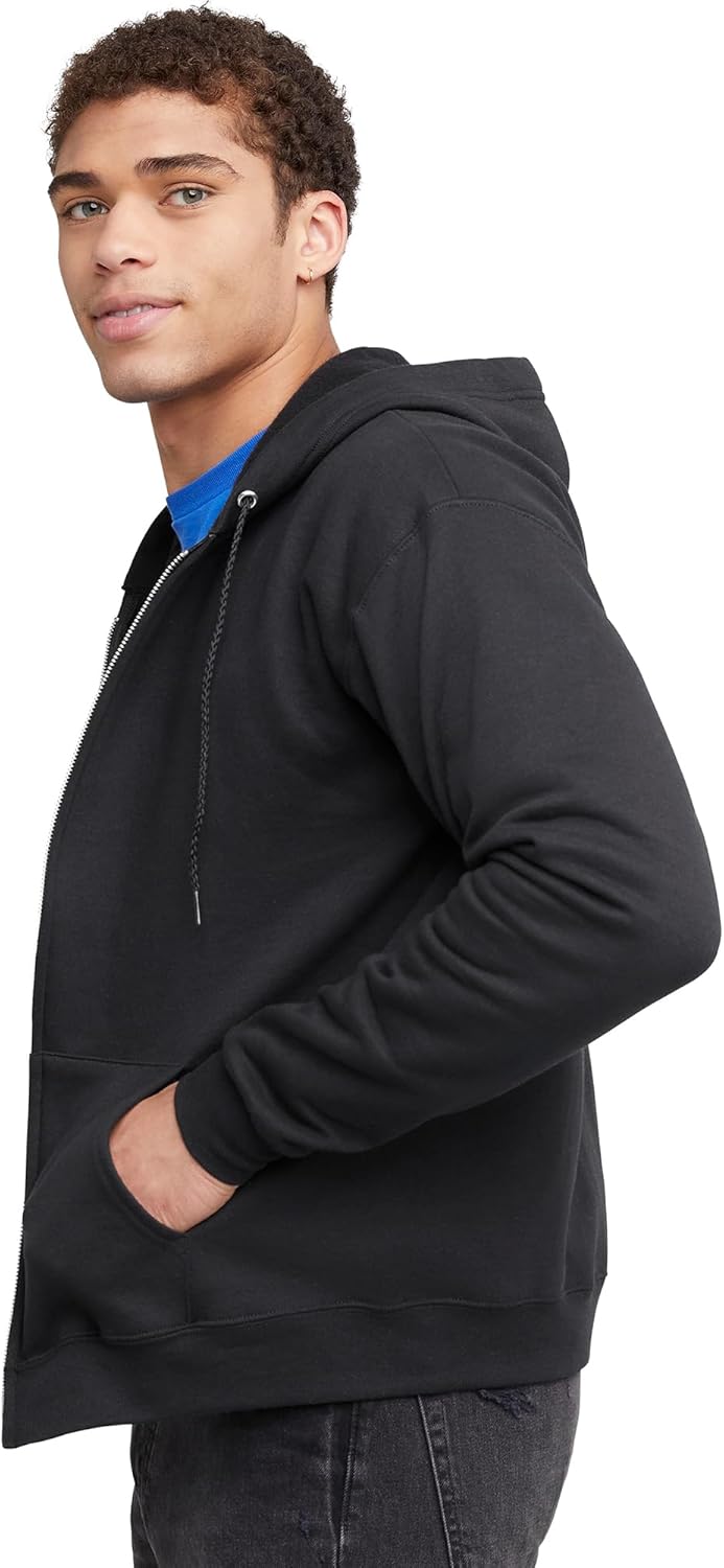 Hanes Men's Zip-Up Hoodie, EcoSmart Fleece Full-Zip Hoodie for Men, Hooded Sweatshirt-2