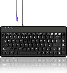 Perixx PERIBOARD-409P Wired PS2 Mini Keyboard, Black, US English Layout