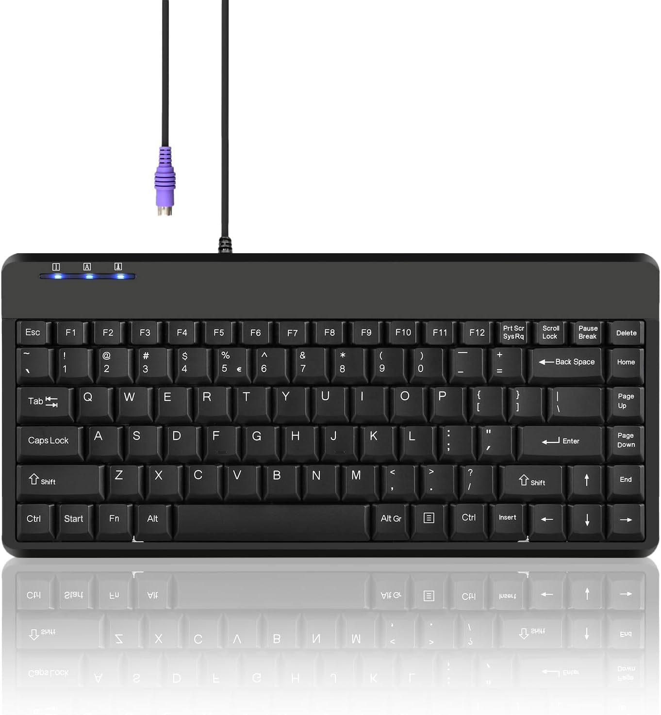 Perixx PERIBOARD-409P Wired PS2 Mini Keyboard, Black, US English Layout-0