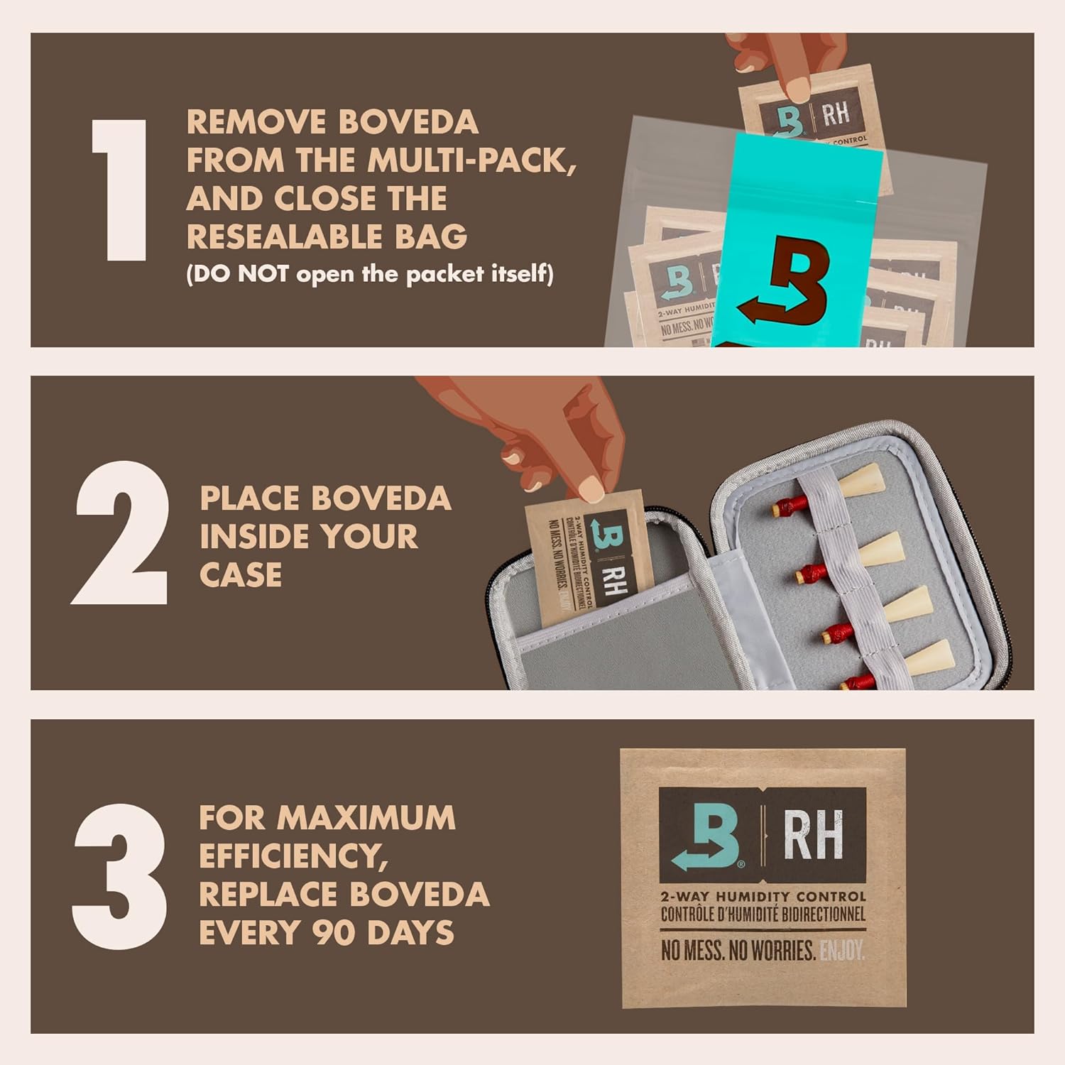 Boveda 49% Two-Way Humidity Control Packs for Music Bows & Small Woodwinds – Size 8 – 10 Pack – Moisture Absorbers for Small Instrument Cases – Humidifier Packs – Hydration Packets in Resealable Bag-3