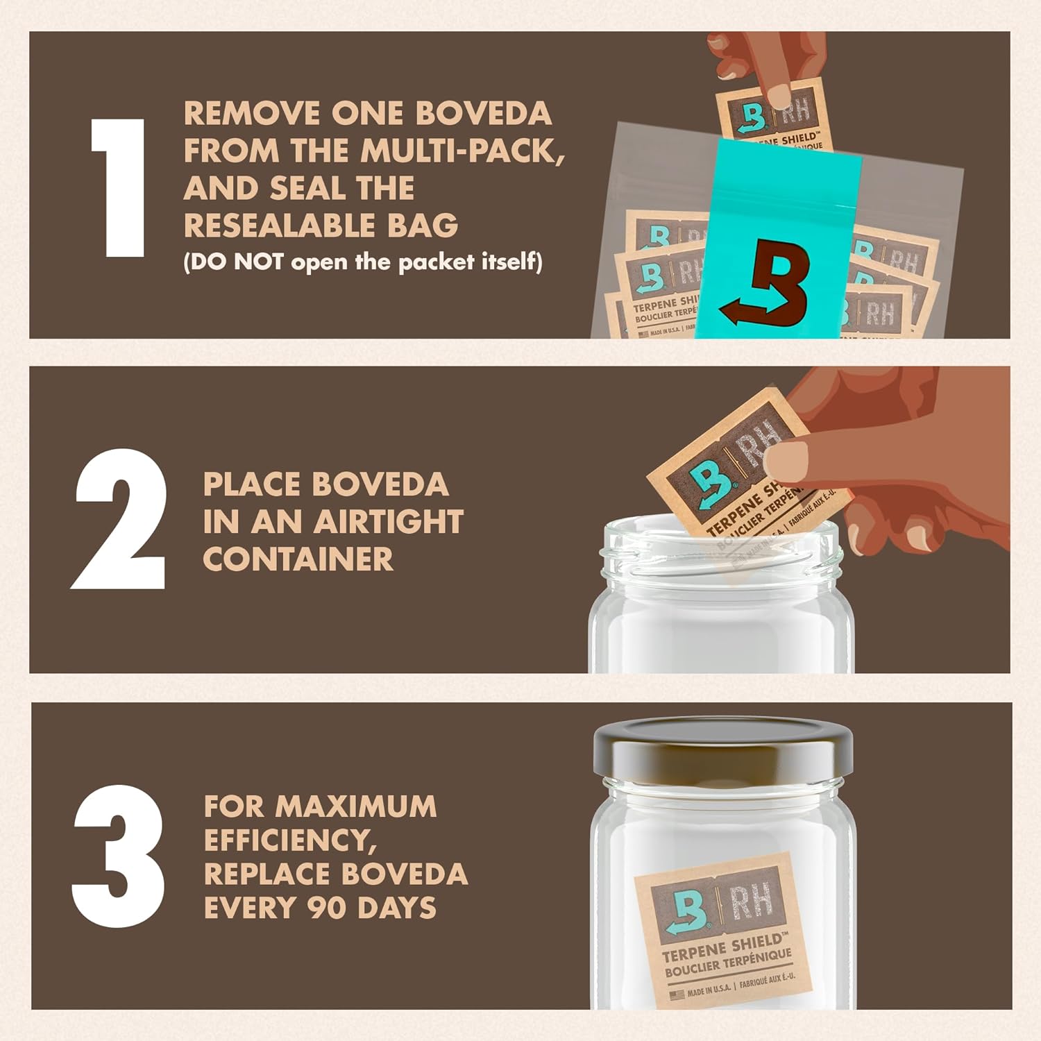 Boveda 62% RH Size 8-10 Pack Two-Way Humidity Control Packs - For Storing 1 oz - Moisture Absorber for Small Storage Containers - Humidifier Packs - Hydration Packets w/Resealable Bag-3