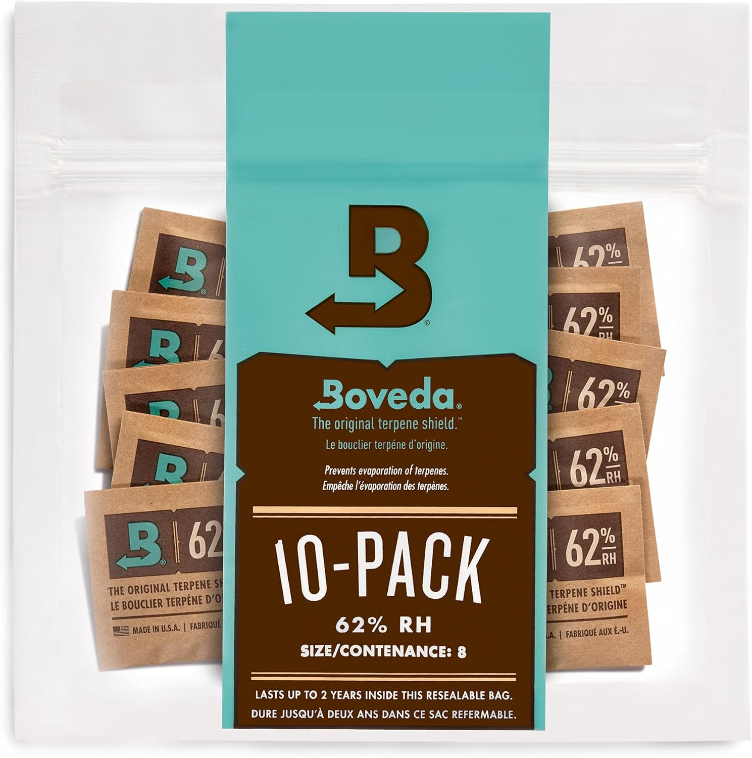 Boveda 62% RH Size 8-10 Pack Two-Way Humidity Control Packs - For Storing 1 oz - Moisture Absorber for Small Storage Containers - Humidifier Packs - Hydration Packets w/Resealable Bag-9