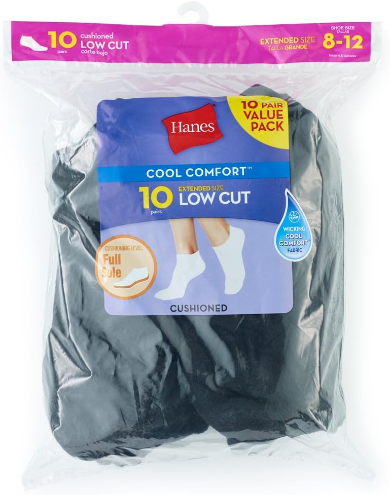 Hanes Women's Value, Low Cut Soft Moisture-Wicking Socks, 10-Packs-1