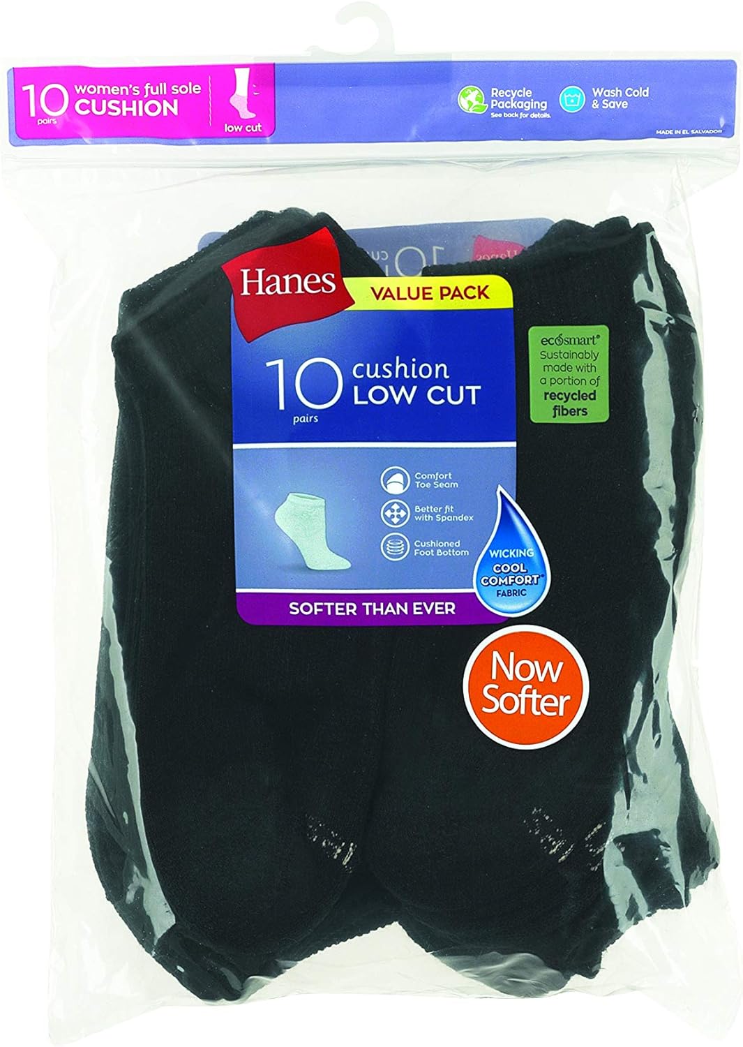 Hanes Women's Value, Low Cut Soft Moisture-Wicking Socks, 10-Packs-2